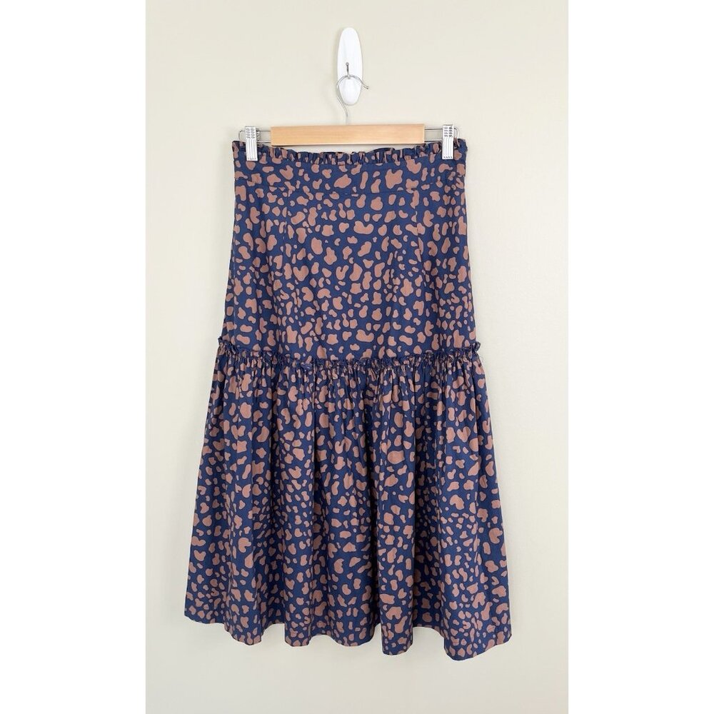 Wyse London Women’s Sz M‎ Frilled Tiered Midi Skirt Animal Print Tiered